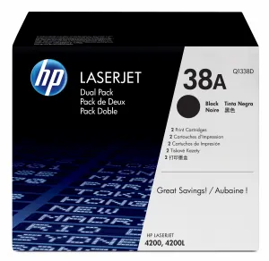 HP 38A 2-pack Black Original LaserJet Toner Cartridges Q1338D