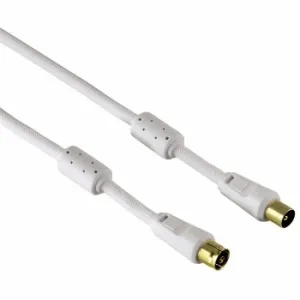 Hama Antenna Cable, coax plug - coax socket, 3 m, 95 dB, white