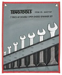 Teng Tools Double Open Ended Spanner Set AF Tool Roll 7 Pieces