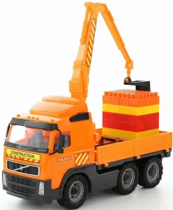 Polesie Volvo PowerTruck truck with crane arm + Construction set SuperMix-30 on pallet (tray)