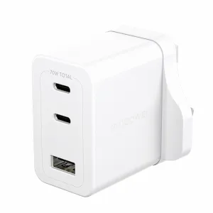 PanzerGlass empower by PanzerGlass Turbo 70W Multiple Charger incl. 2 x USB-C + USB-A UK Plug Silver White