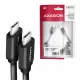 Axagon Data and charging USB 2.0 cable 1.1 m long. PD 60W, 3A. Black twisted. #7