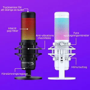 HyperX QuadCast S - USB Microphone (White-Grey) - RGB Lighting