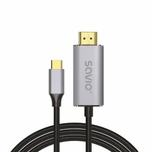 Savio USB-C to HDMI 2.0B cable 2m silver / black gold tips CL-171