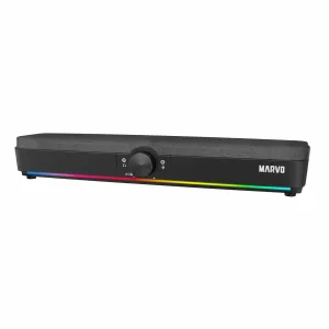 XD Enjoy Scorpion SG-286 Bluetooth 5.3 Soundbar, Stereo Sound, USB Powered, Connect Wired, USB or Bluetooth, 7 Colour RGB Lighting, Volume Control, Black