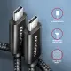 Axagon BUCM2-CM25AB Data and charging USB 480Mbps cable 2.5 m. PD 240W, 5A. Black braided #3